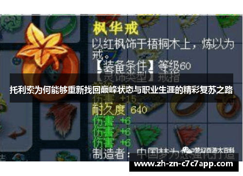 托利索为何能够重新找回巅峰状态与职业生涯的精彩复苏之路